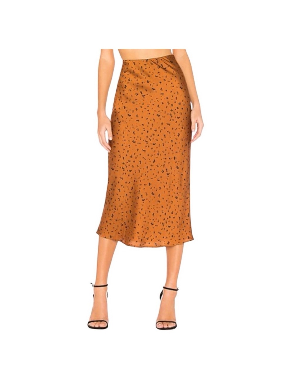 J.O.A Animal Print Midi Skirt in Bronze Dot Size Small